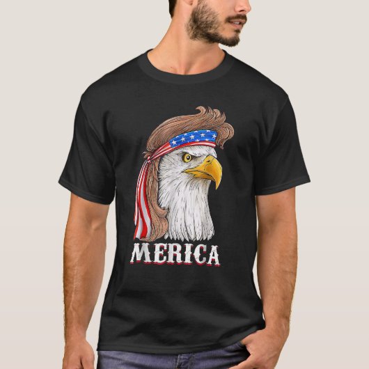 Eagle Mullet 4th Of July USA American Flag Merica T-Shirt (Vorderseite)
