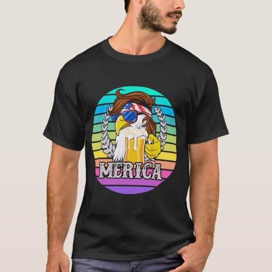 Eagle Mullet Merica Mens Beer 4. Juli T-Shirt (Vorderseite)