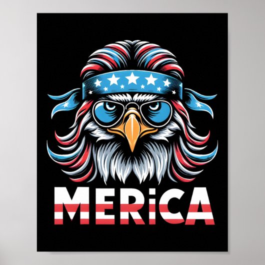 Eagle Mullet Sungles Merica USA Flag 4. Poster (Vorne)