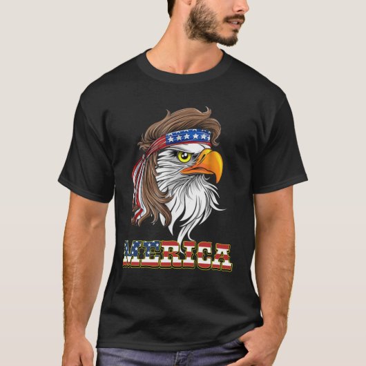 Eagle Mullet T Shirt 4. Juli American Flag (Vorderseite)