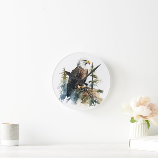 Eagle Nature Wildlife Clock Runde Wanduhr (Zuhause)