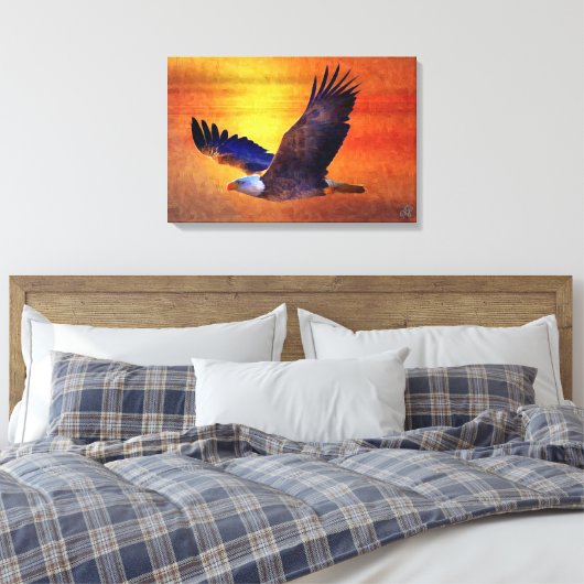 Eagle Öl 24"x16" StretchCanvas drucken Leinwanddruck (Insitu (Schlafzimmer))