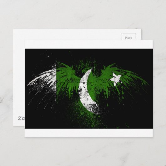 eagle-on-pakistani-flag-wallpaper-hd-wallpap postkarte (Vorne/Hinten)