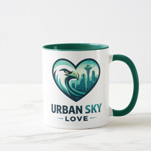 Eagle Over City Skyline Nature Meets Urban Tee Tasse (Rechts)