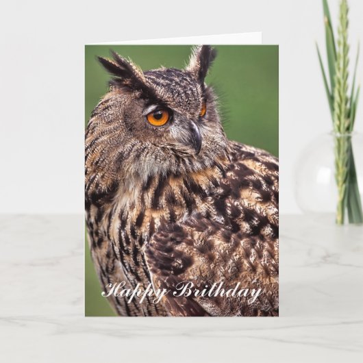 Eagle Owl Birthday Card Karte (Vorderseite)