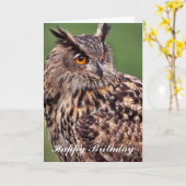 Eagle Owl Birthday Card Karte (Gelbe Blume)