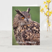 Eagle Owl - Happy Birthday Grußkarte Karte (Gelbe Blume)