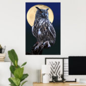 Eagle Owl Watercolor Poster -24x36 - oder kleiner (Heimbüro)