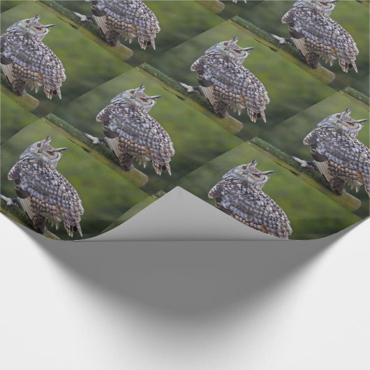 Eagle Owl Wrapping Paper Geschenkpapier (Ecke)