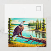 Eagle Perched on Branch by Lake Pastel Chalk Postkarte (Vorne/Hinten)