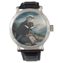 Eagle Perched on Rocky Terrain Armbanduhr