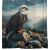 Eagle Perched on Rocky Terrain Duschvorhang (Vorderseite)