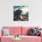 Eagle Perched on Rocky Terrain Leinwanddruck (Insitu (Wohnzimmer))