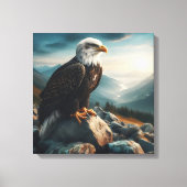 Eagle Perched on Rocky Terrain Leinwanddruck (Vorderseite)