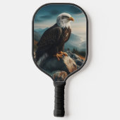 Eagle Perched on Rocky Terrain Pickleball Schläger (Rückseite)