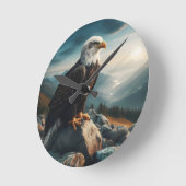 Eagle Perched on Rocky Terrain Runde Wanduhr (Winkel)