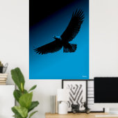 Eagle Poster - Black Silhouette on Blue Sky (Heimbüro)