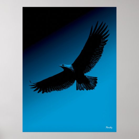 Eagle Poster - Black Silhouette on Blue Sky (Vorne)