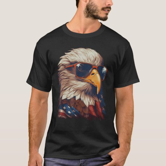 Eagle Proud Patriotic American Flag 4. Juli T-Shirt (Vorderseite)