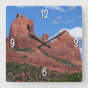 Eagle Rock I Sedona Arizona Reisefotografie Quadratische Wanduhr