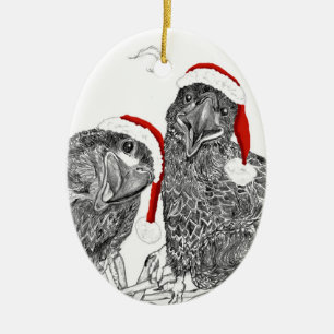 Eagle Santa Ornament E15 +E16 Geschwister auf Nest