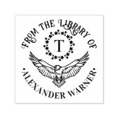 Eagle Single Initial Star Wreath Library Book Name Permastempel (Design)