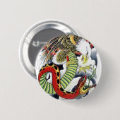 Eagle & Snake Japanisches Tattoo Design Button (Vorne & Hinten)