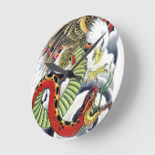 Eagle & Snake Japanisches Tattoo Design Runde Wanduhr (Winkel)