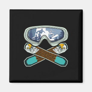 Eagle Snowboarder Snowboarden Goggles Retro Snowb Magnet