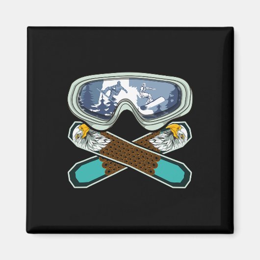 Eagle Snowboarder Snowboarden Goggles Retro Snowb Magnet (Vorne)