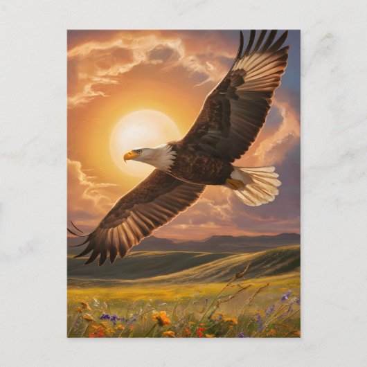 Eagle Soaring Sunset Postkarte (Vorderseite)
