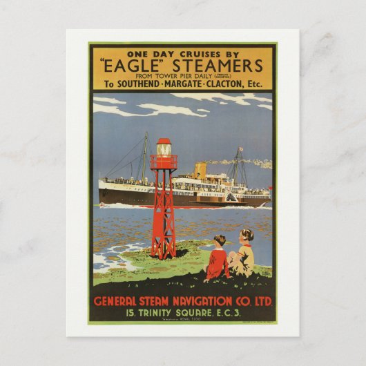 Eagle Steamers UK Vintage Poster 1935 Postkarte (Vorderseite)