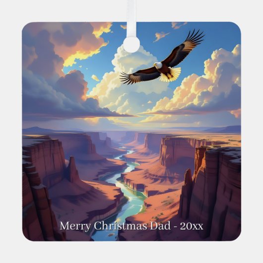 Eagle Themed Personalized Christmas Ornament Aus Metall (Vorderseite)