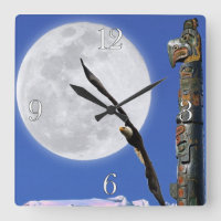 Eagle, Totem Pole & Moon Fantasy Clock