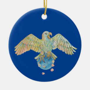 Eagle trägt Earth Deep Blue Keramik Ornament