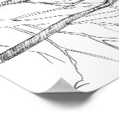 Eagle Tree Desert Landscape Ink Sketch Poster (Ecke)