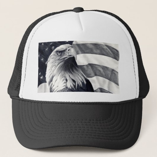 Eagle u. Flaggen-Hut Truckerkappe (Vorderseite)