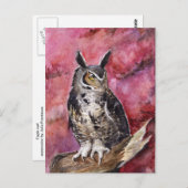 Eagle-Uhu Oktober-Aquarell Postkarte (Vorne/Hinten)