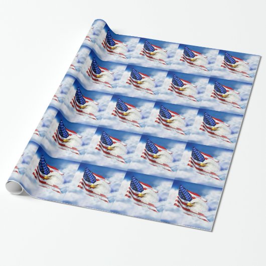 Eagle und amerikanische Flagge Geschenkpapier (Ungerollt)
