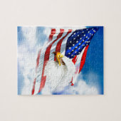 Eagle und amerikanische Flagge Puzzle (Horizontal)