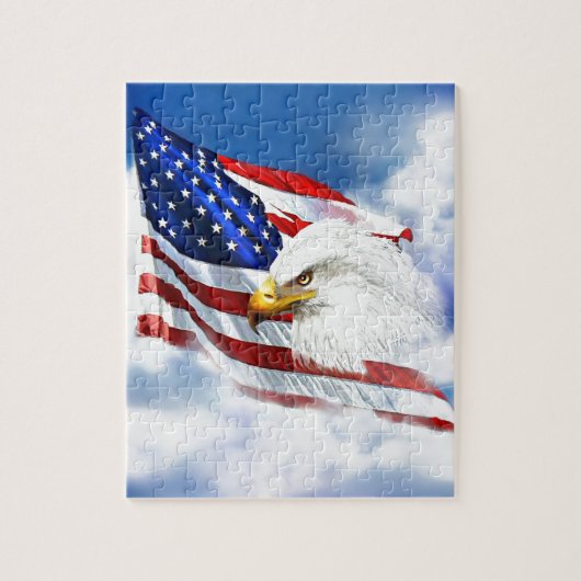 Eagle und amerikanische Flagge Puzzle (Vertikal)