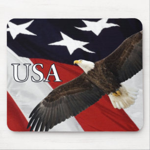 Eagle und die amerikanische Flagge USA Mousepad