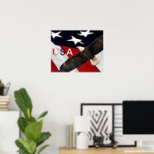 Eagle und die amerikanische Flagge USA Poster (Heimbüro)