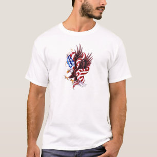 Eagle und Flagge-Tätowierungs-Illustrations-Art T-Shirt