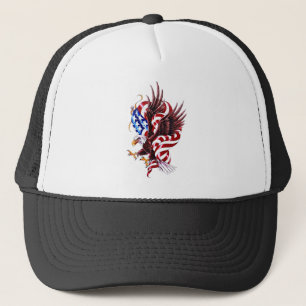 Eagle und Flagge-Tätowierungs-Illustrations-Art Truckerkappe