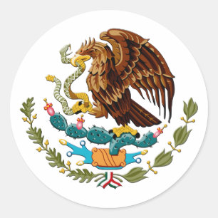 Eagle und Schlange Mexiko-Emblem für Mexikaner Runder Aufkleber