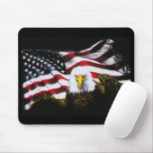 Eagle und USA-Flagge - Schwarzes Mousepad (Mit Mouse)