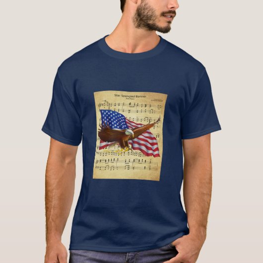 Eagle ~ US Flag ~ Star Spangle Banner Sheet Music T-Shirt (Vorderseite)
