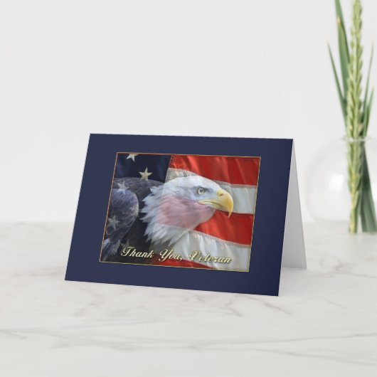 Eagle US Flag, vielen Dank an Veteran Grußkarte Dankeskarte (Vorderseite)