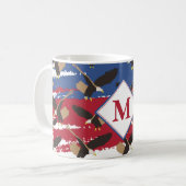 Eagle USA Patriotic American Flag Monogram Kaffeetasse (Vorderseite Links)